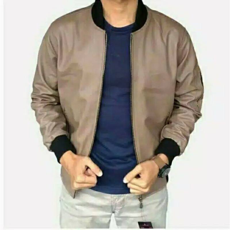 Jaket bomber keren Jaket Kulit Pria Elegant Brownie ARL 033 Silverstone RFLA Ariel Noah Sintetis