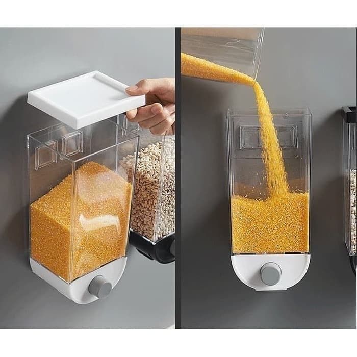 Automatic Wall Food Dispenser tempat simpan makanan bumbu dapur pet 1L