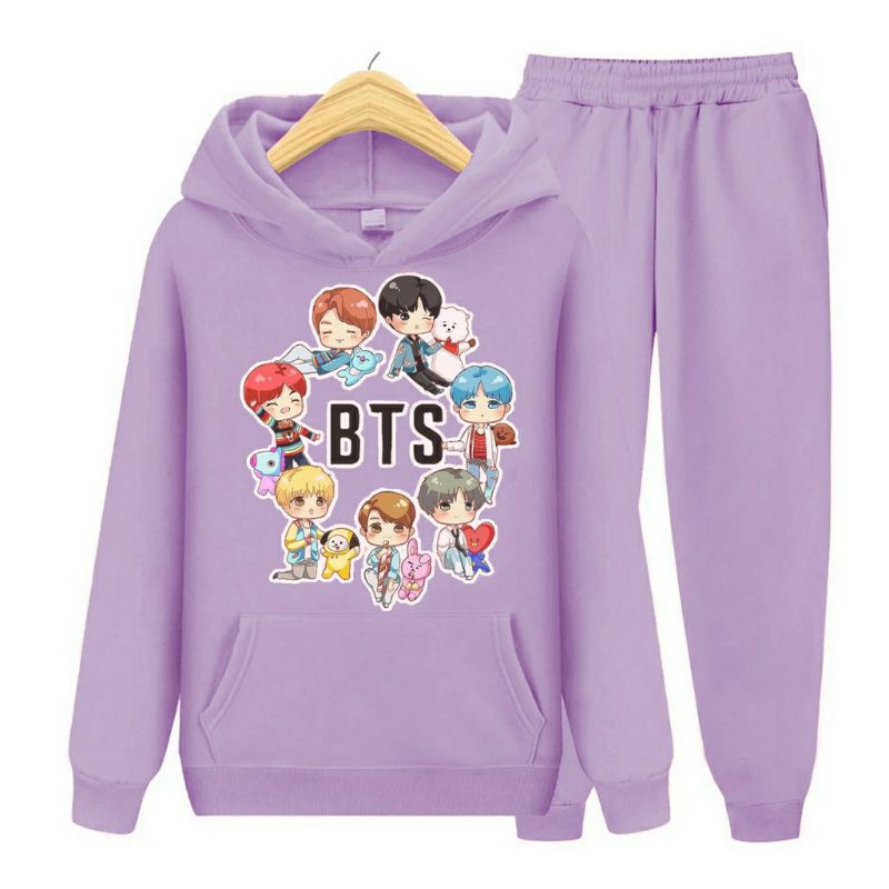 Happy Shopping Fashion Setelan Sweater BTS Korea / SET Hoodie BTS Anak