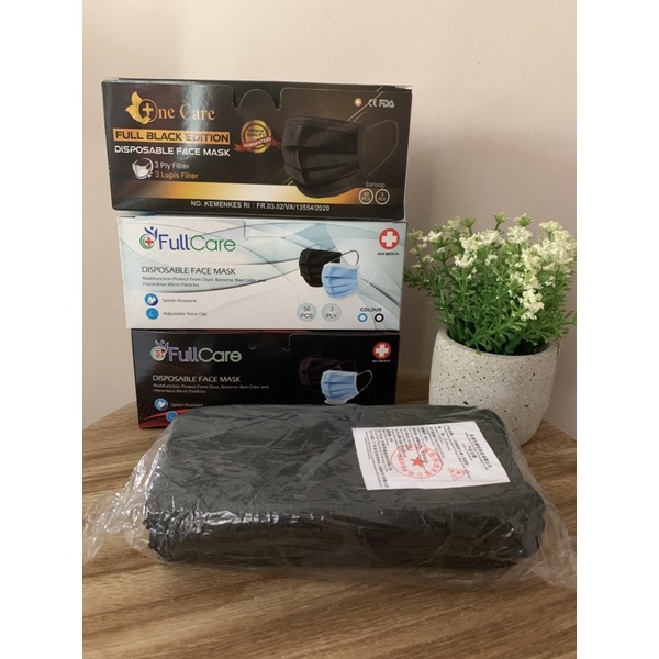 MASKER HITAM 3PLY / MASKER EARLOOP HITAM 3PLY