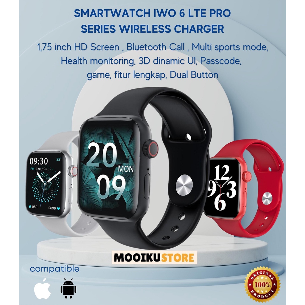 Smartwatch IWO 6 LTE PRO 42mm 44mm smartwatch series terbaru Dual Button crown knob berfungsi