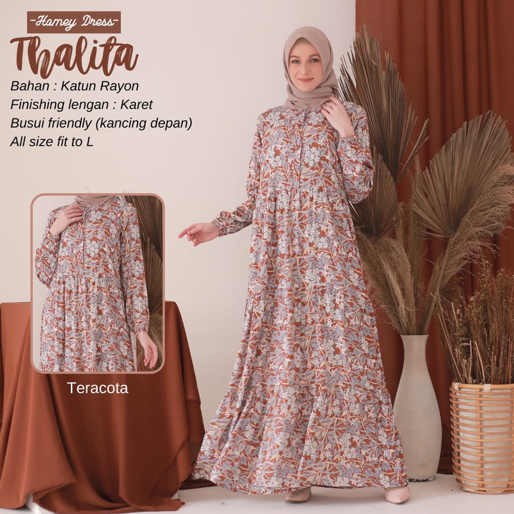 Homey Dress Rayon THALITA Gamis Dewasa Motif