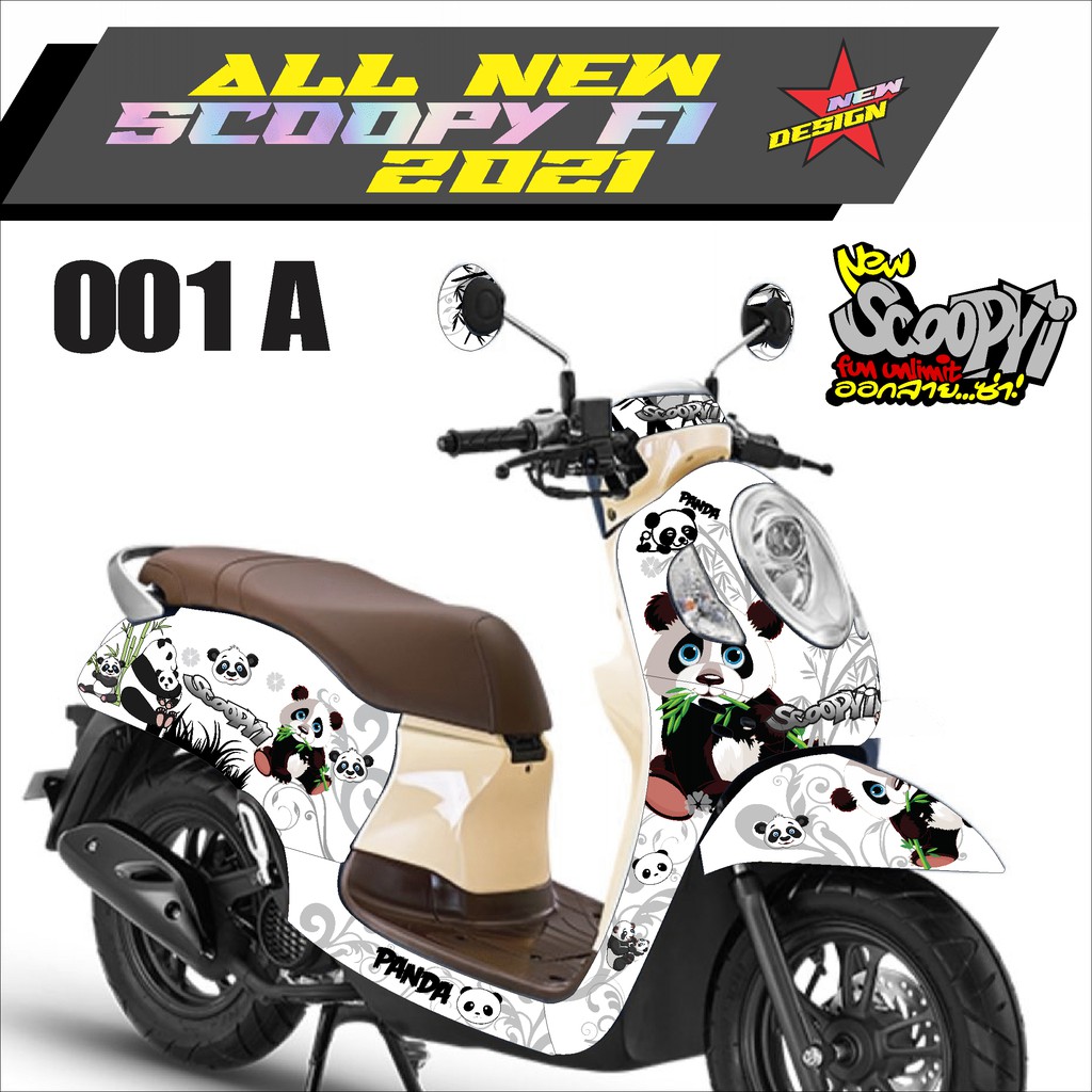 Decal Sticker - Dekal Stiker Striping Fullbody Motor Honda All New Scoopy 2021 Motif Panda Lucu -001