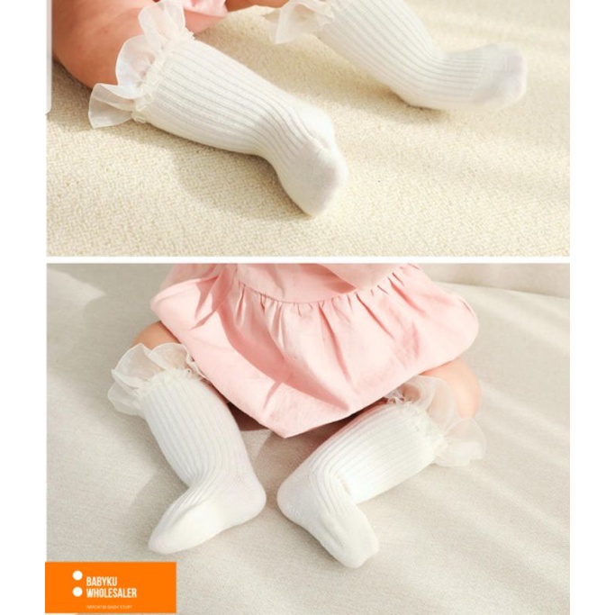 Kaos kaki anak bayi renda organza / Baby lace socks double layer