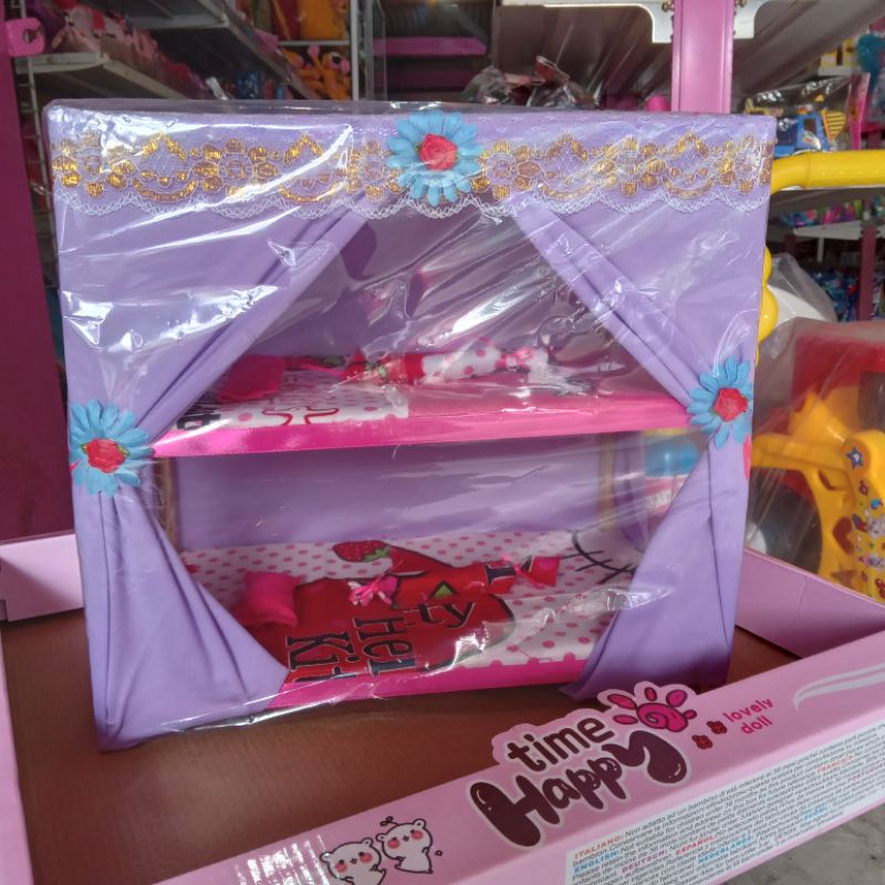 Mainan Anak Tempat Tidur Barbie Kasur Berbie Sofa Tingkat Bantal Guling Kotak Maenan Anak Perempuan 