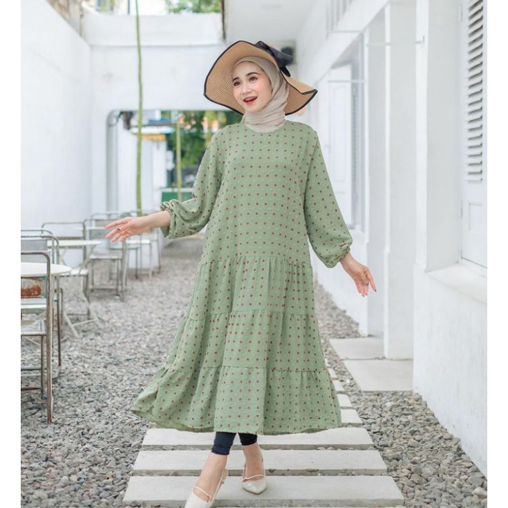 midi dress crincle rubby