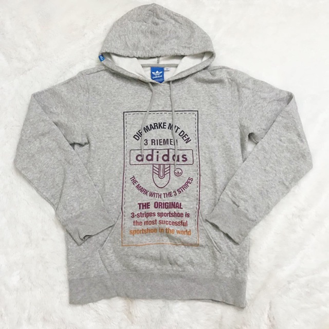 ADIDAS FIREBIRD G HOODED SWEATS GREY LOGO BIRU ORIGINAL HOODIE