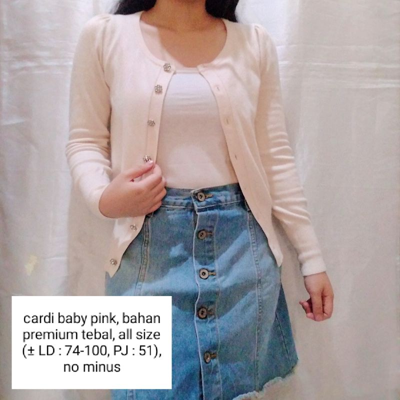 NEW STOCK‼️THRIFT Cardigan Vest Rajut Premium Pastel Kepang Cable Branded Academia Ketupat Argyle Murah-cardi baby pink