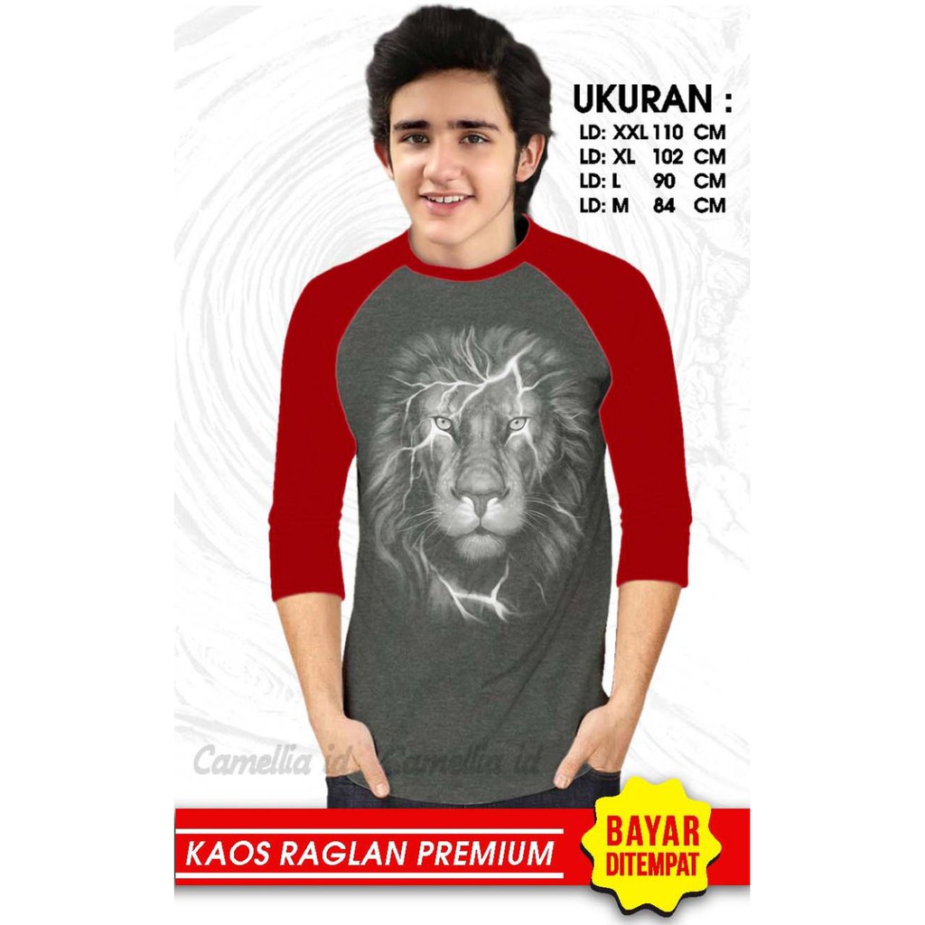 Kaos Raglan (SINGA)/Kaos Pria Lengan 3/4/ Kaos Pria/ Kaos Cowok/ Kaos Oblong/Misty/Oblong