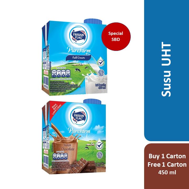 [Buy 1 Get 1 Free] Frisian Flag Susu UHT Full Cream 12 x 450 mL + Chocolate 12 x 450 mL