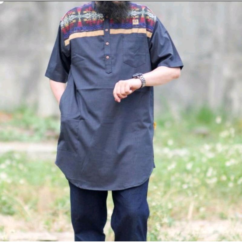 Gamis Pakistan Al Amwa - Kurta Lengan Pendek - Kurta songket - gamis songket motif batik