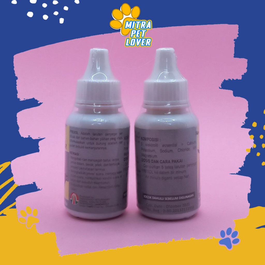 OBAT PANAS DALAM BURUNG - FRESOL DROP 30 ML ORIGINAL - LARUTAN PENYEGAR BURUNG ATASI BATUK ASMA PILEK- SUARA JADI JERNIH &amp; GACOR - MURAH ASLI BERKUALITAS - PET ANIMAL HEALTHCARE &amp; VETERINARY TAMASINDO OBAT &amp; VITAMIN HEWAN BINATANG PELIHARAAN MITRAPETLOVER