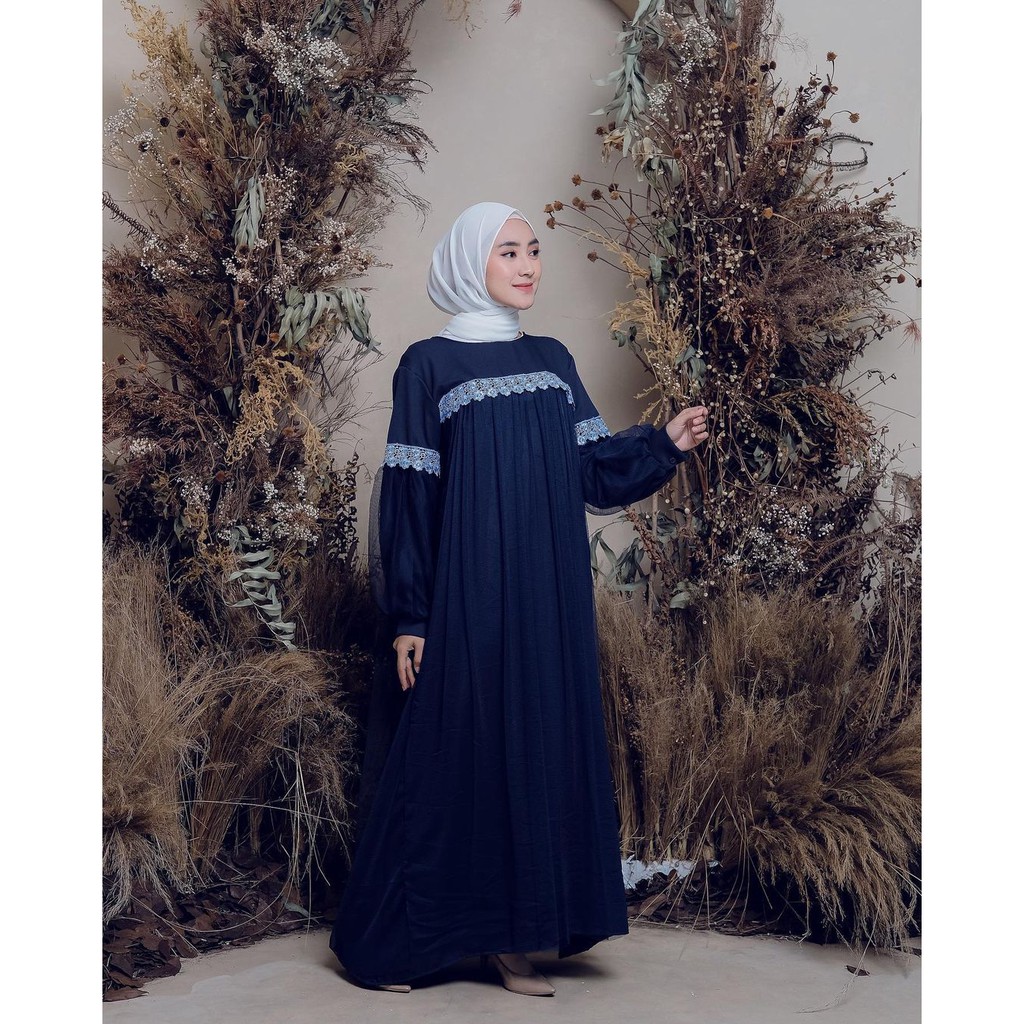 GAMIS PESTA/ ZOIA DRESS ( NAVY )/ DRESS TILE