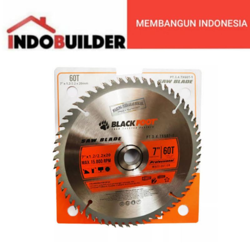 MATA CIRCULAR SAW 7 INCI X 60T BLACKFOOT TCT SAW BLADE MATA POTONG KAYU