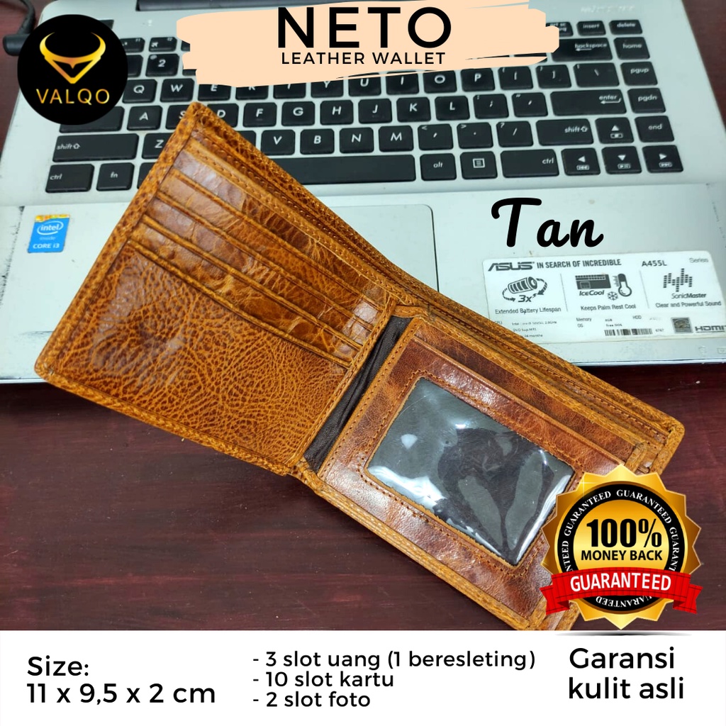 [VALQO] Dompet NETO Kulit Sapi Pria Cowok Slot Kartu Foto Koin bisa COD