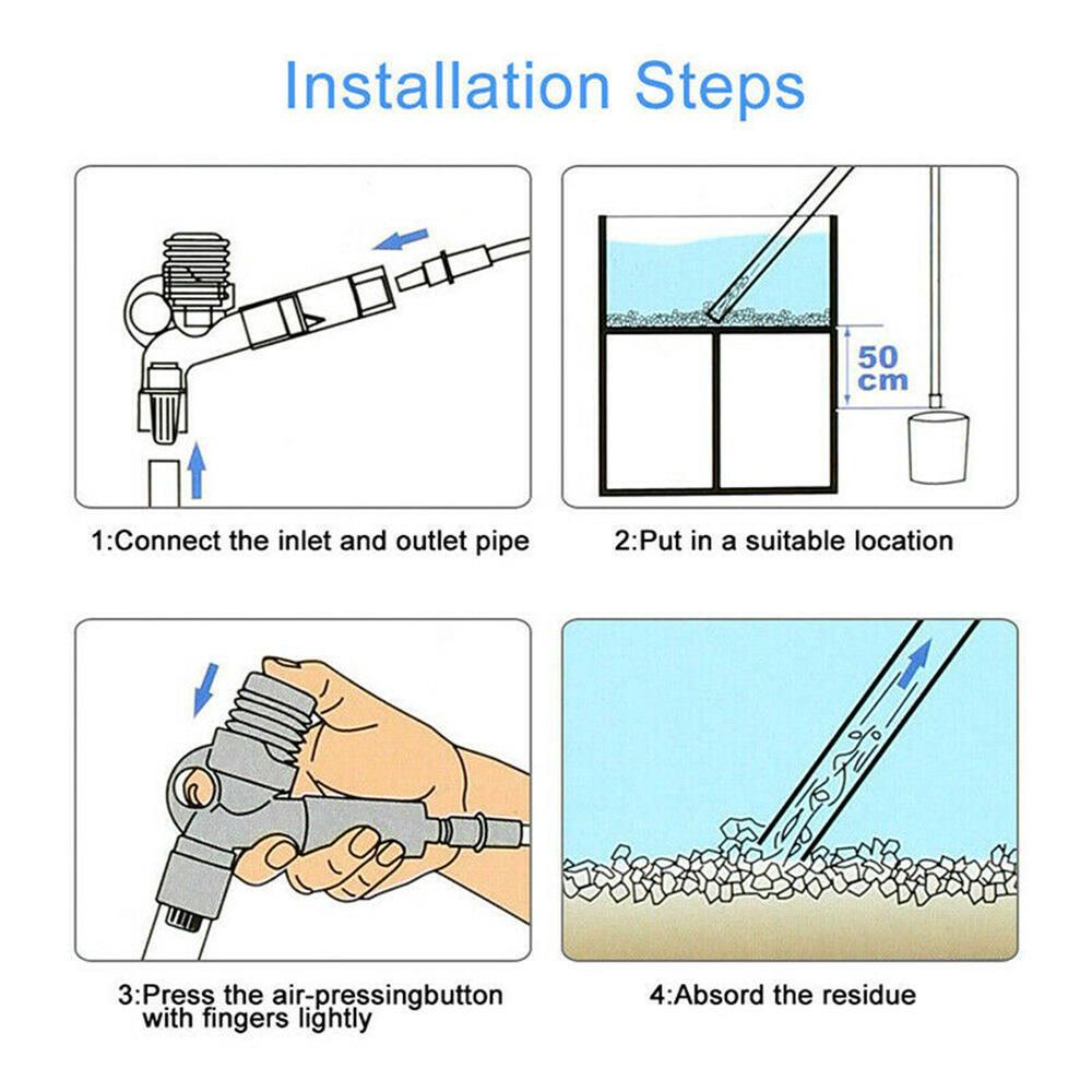 Solighter Fish Tank Cleaner Quick Release Filter Alat Pembersih Krikil Drainer