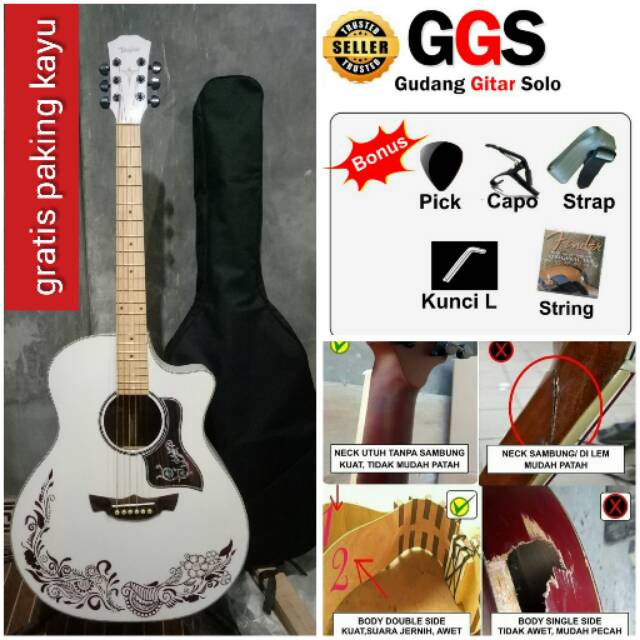 gitar akustik  dobel run murah tanem besi gagang utuh ongkir murah