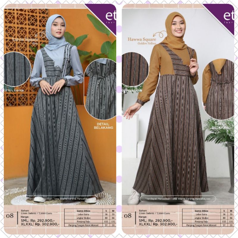 GAMIS ETHICA RAINAMI 08 MUSTARD GOLD DAN RAINAMI 08 DUSTY BLUE