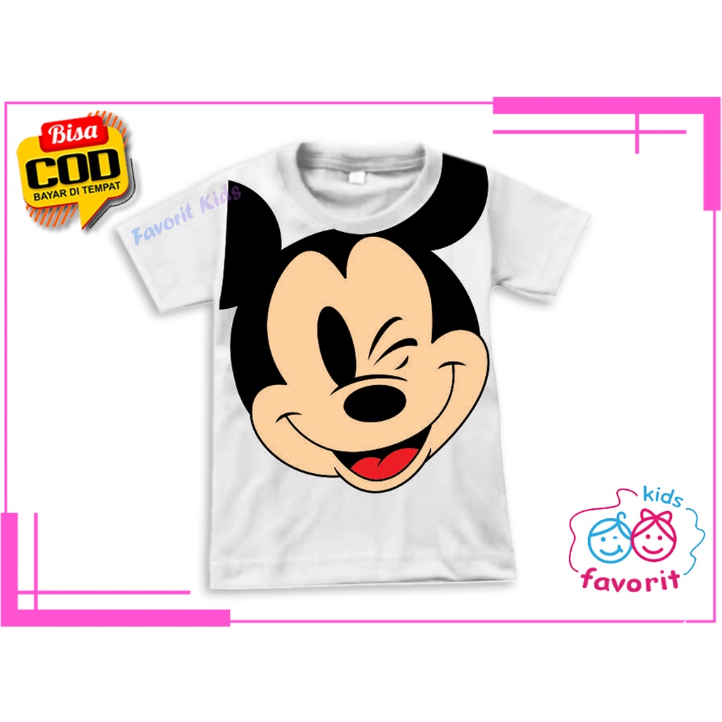 Baju kaos atasan anak laki laki dan perempuan lengan pendek motif mickey