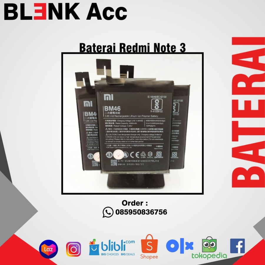 Battery Baterai Xiaomi Redmi Note 3 BM46