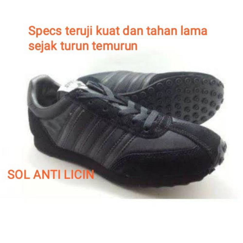 Paket grosir 6 pasang sepatu sekolah specs 104 hitam polos anak laki laki/perempuan
