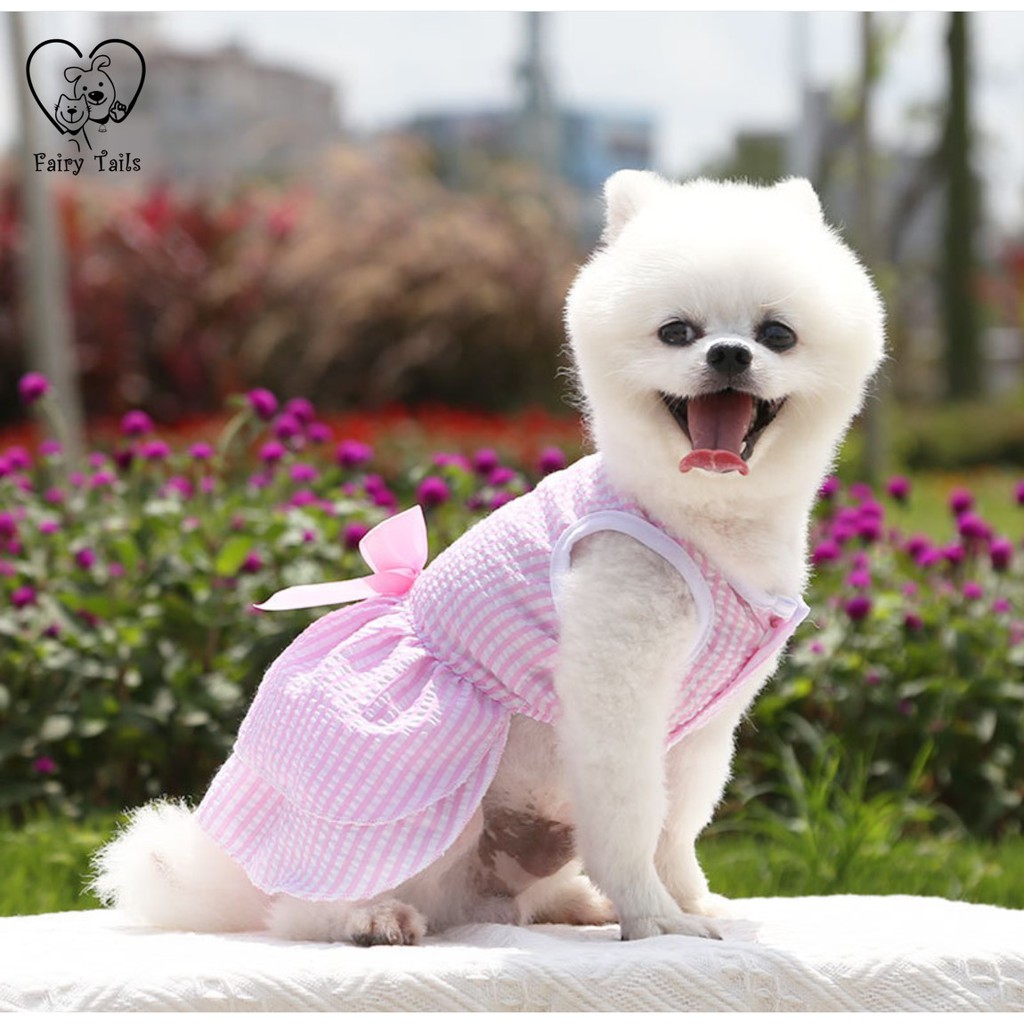 Baju Anjing Kucing Kostum Dress dengan Pita Lucu (Dress Anjing Kucing)| Pet Ribbon Dress