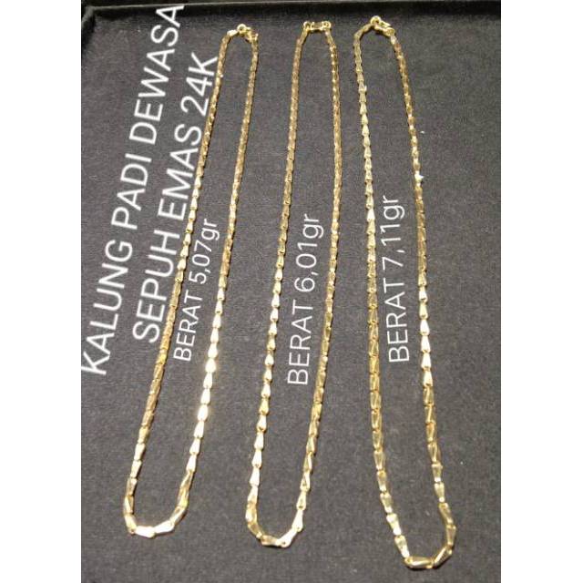 Kalung padi Dewasa bahan perak murni sepuh emas 24k
