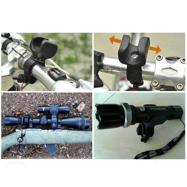 Bracket Senter Sepeda Mount Braket Lampu Laser Police Swat Led Sepeda