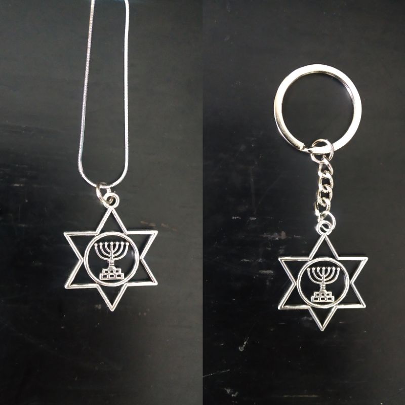 Kalung/Gantungkunci Bintang Daud Menorah