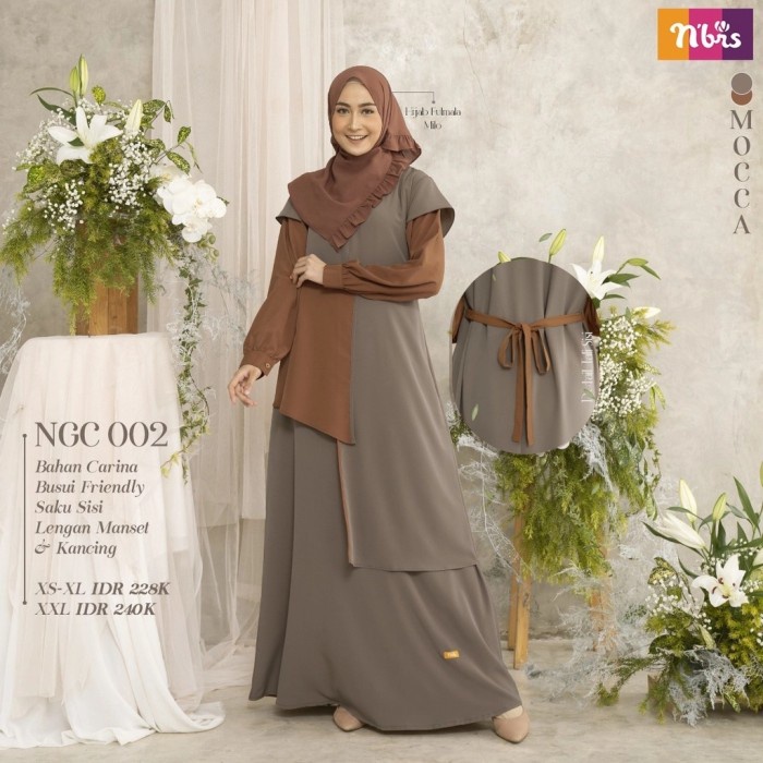 Gamis Nibras NGC 002 Dress Muslim Wanita - Mocca, P3
