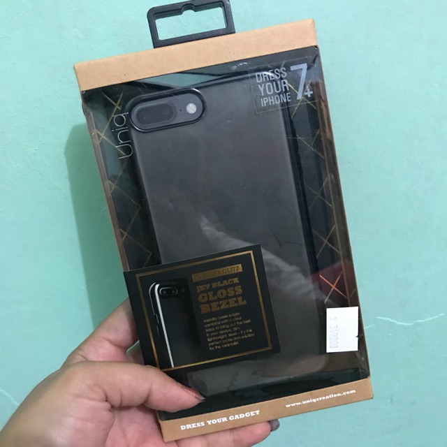 Uniq Glacier Glitz Jet Black Gloss Bezel Clear Case by iBox for Iphone 7+ Plus