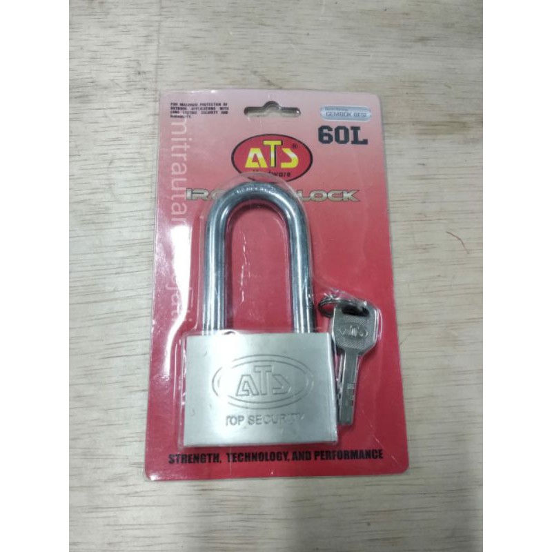 KUNCI GEMBOK PUTIH PADLOCK LEHER PENDEK / PANJANG 60MM ATS