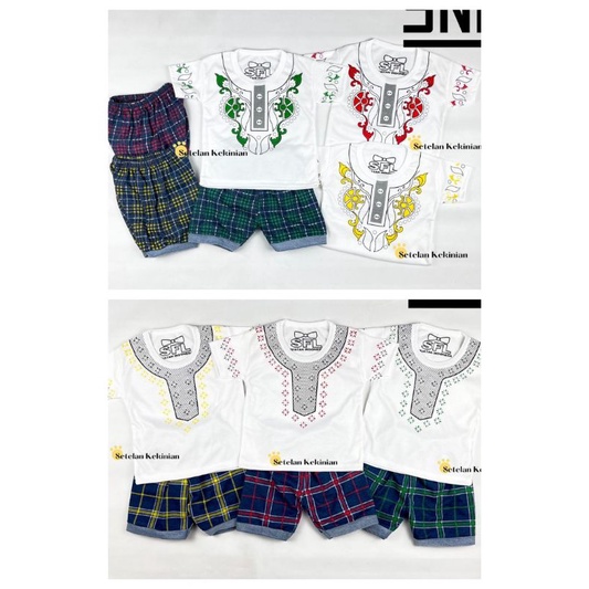 Baju Bayi Setelan Oblong koko Anak Laki Laki 3 - 18 bulan SNI / setelan baju bayi cowok koko kancing rompi tuxedo tartan / SETELAN BAJU KOKO BAYI