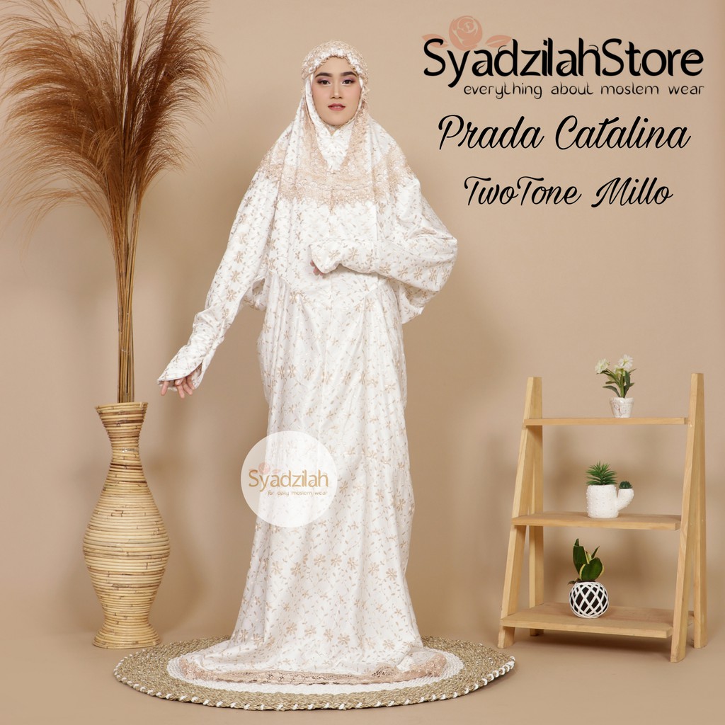 SYADZILAH - Mukena Terusan Sutra Paris Prada Catalina Pouch