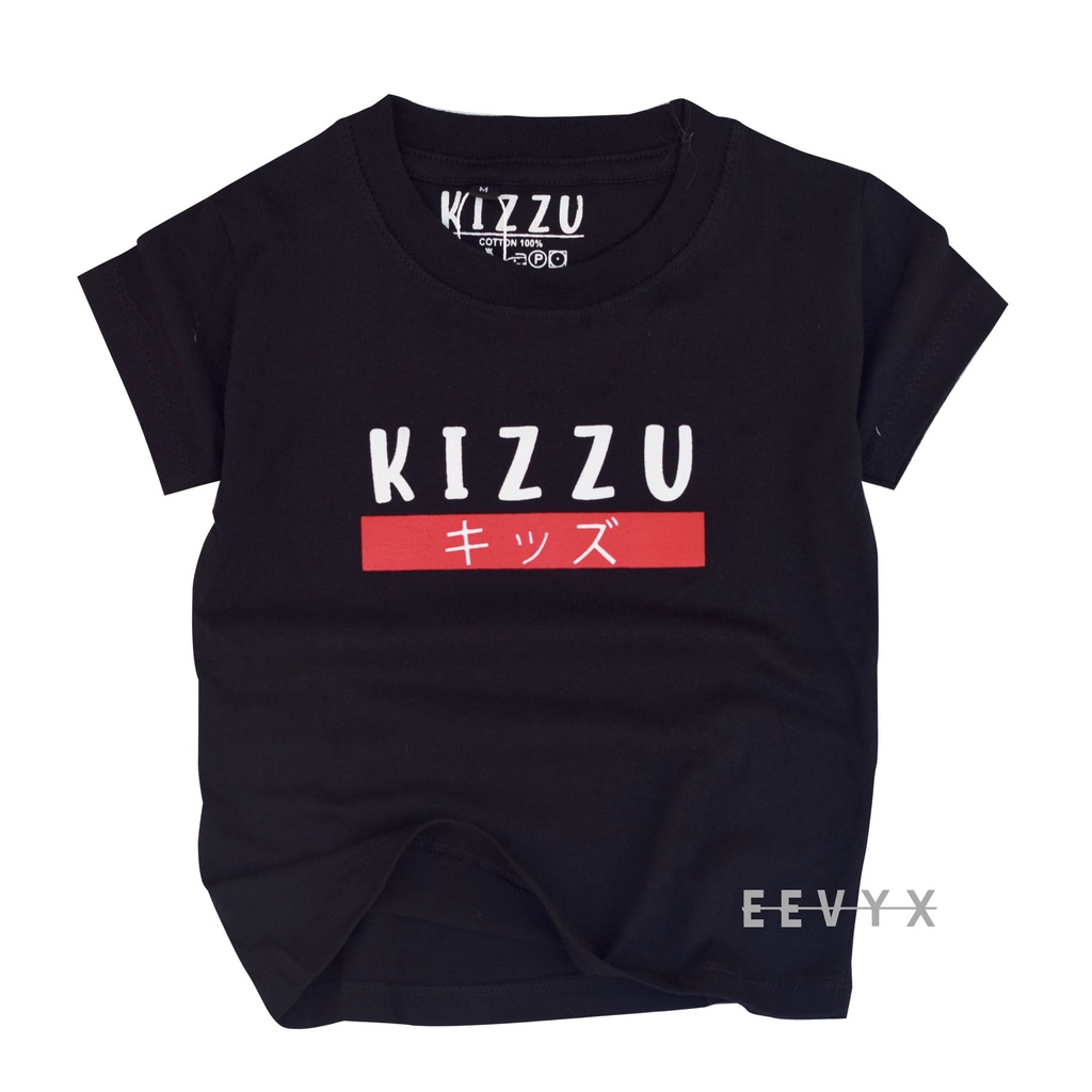 Kizzu Baju Kaos Distro Anak Laki Laki Umur 1-12 Tahun Bahan Cotton - Font Hitam - Eevyx Store