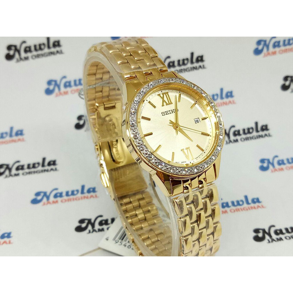 Seiko Ladies SUR688P1 Quartz Gold Plated - Jam Tangan Wanita SUR688