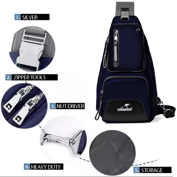 TANMESSO 5in1 BAYAR DITEMPAT- JAM LED -HEADSET- DOMPET -USBPORT -TAS WATERPROOF-BAHAN INTERPILAR SENDIRI LEMBUT DAN TEBAL MENGANDUNG 70%COTTON BUKAN PARASUT ATAU KANVAS SEPERTI YANG BEREDAR DIPASARAN-TAS SELEMPANG PRIA-SLING BAG PRIA