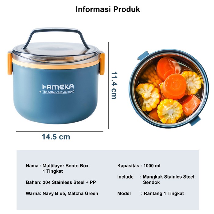 Tempat Kotak Bekal Makan Rantang Makan Lunch Box 1 Tingkat 1000 ml