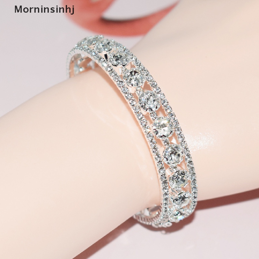 Mornin Fashion Gelang Kristal Untuk Wanita Pernikahan Bangle Tangan Perhiasan Multi-Layer Bridal Rhinestone Bracelet id