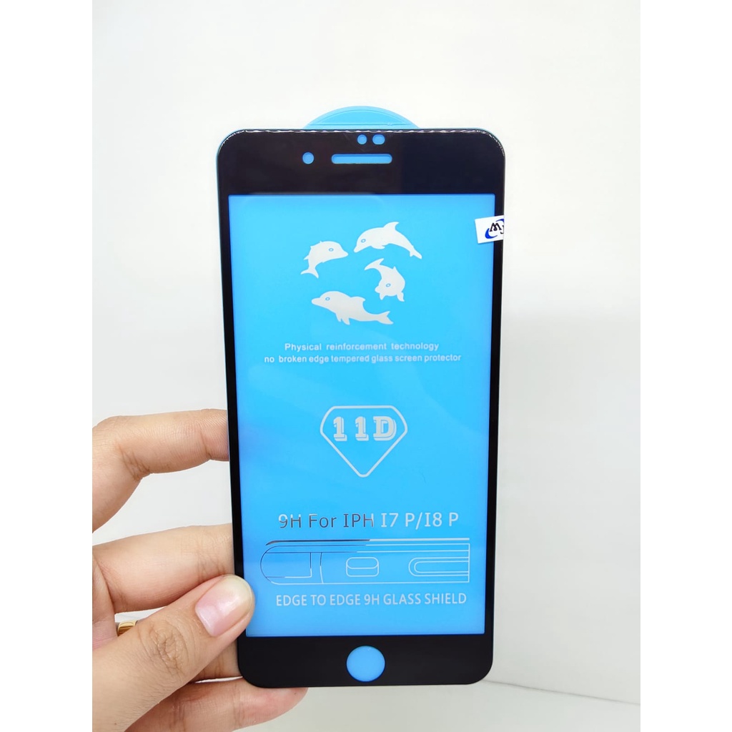 REAL 11D 9H iPhone 6s Plus 7Plus 8 Plus Tempered Glass Blue Board Real Curved Full Coverage