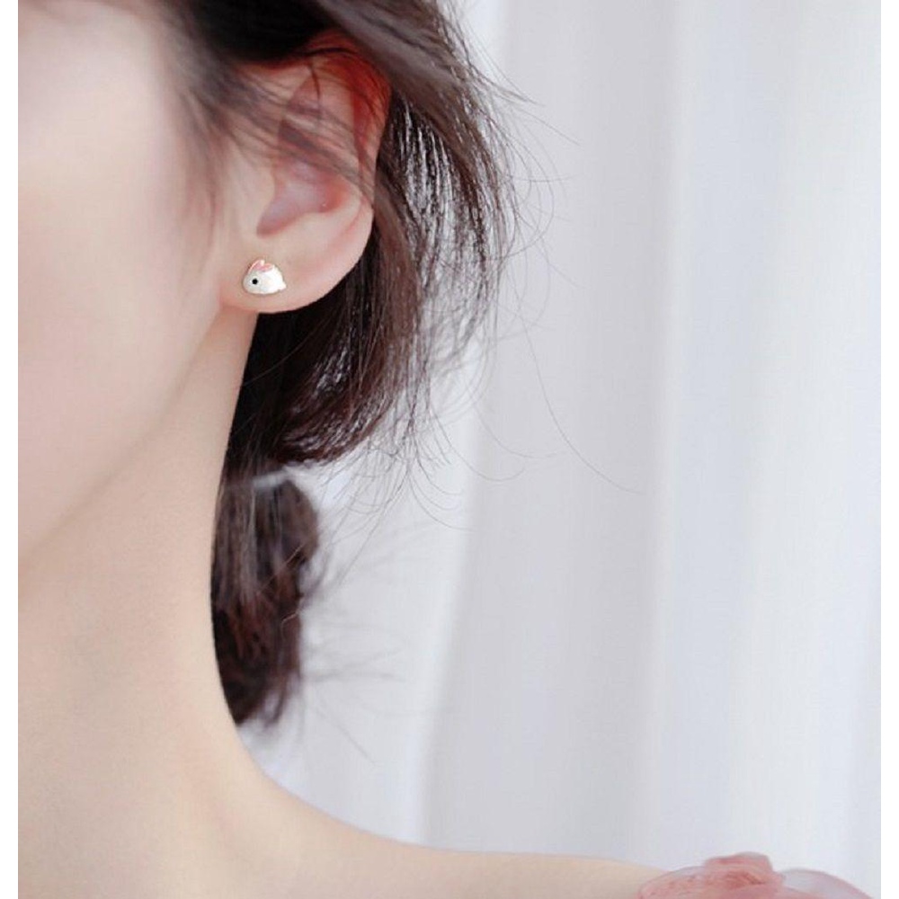 Lily 1pasang Anting Kelinci Kecil Alloy Silver Needle Stud Kualitas Tinggi Lucu