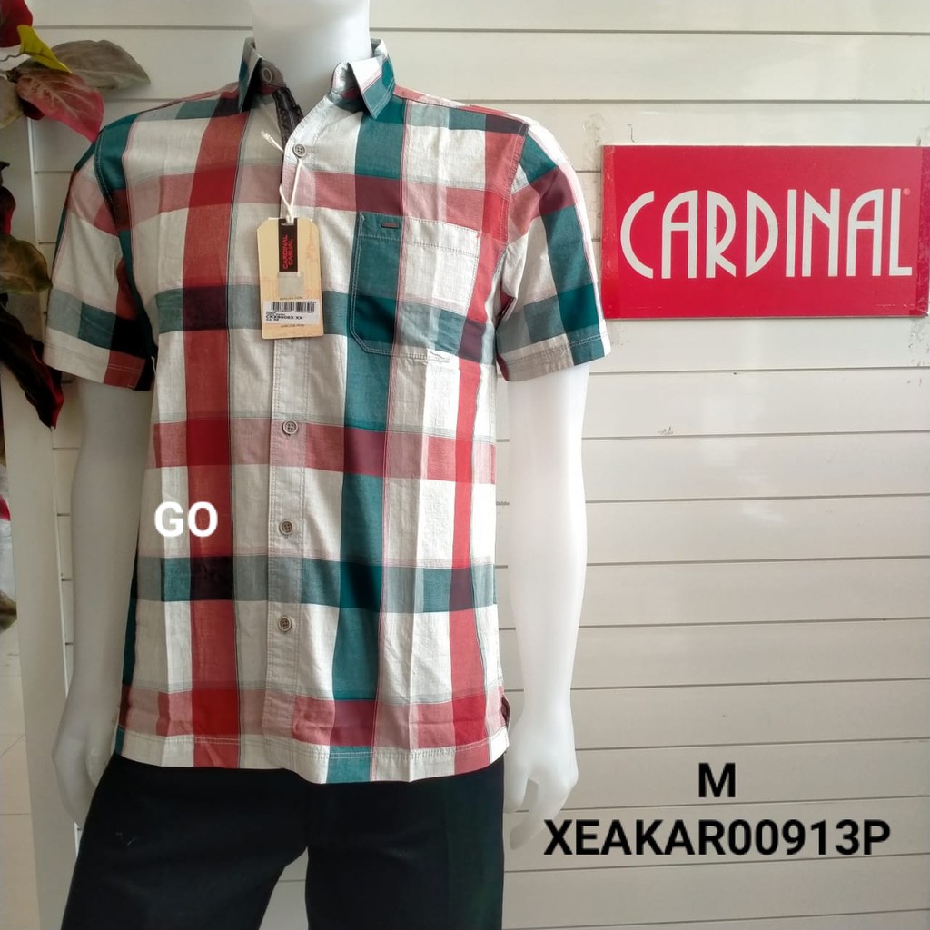 gof M CARDINAL KEMEJA CASUAL Pakaian Atasan Pria Kemeja Reguler Hem Casual Santai Lengan Pendek