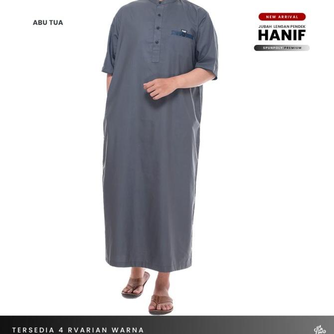 Jubah Gamis Pria Lengan Pendek Motif Kombinasi Hanif Spunpoly Premium