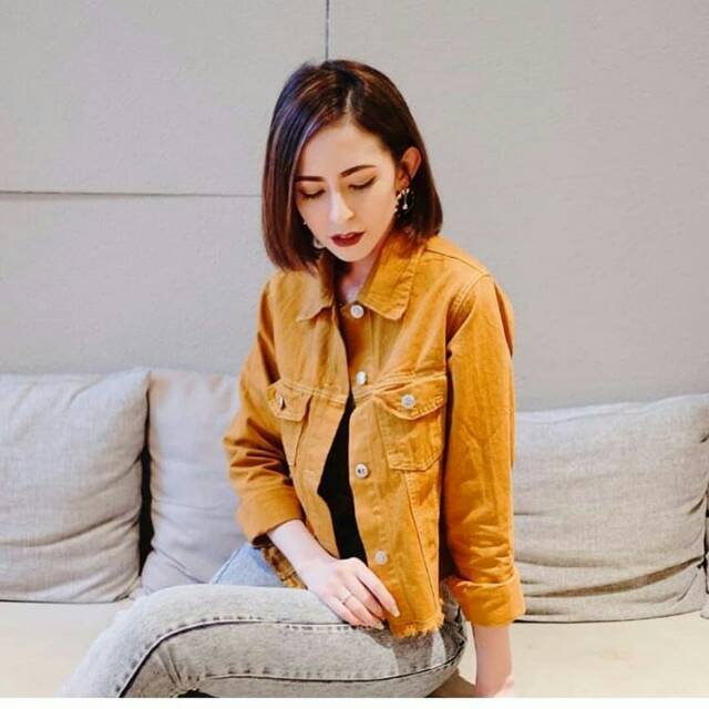 jaket denim mustard