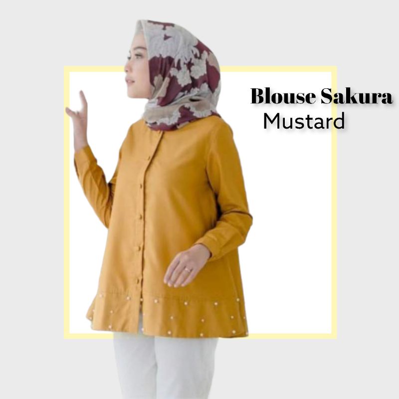 Atasan Blouse Wanita Sakura Blouse Muslim Fashion Wanita Terlaris-Mustard