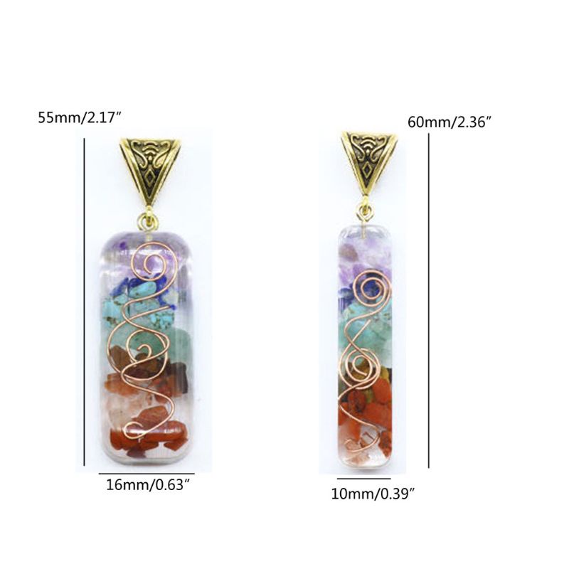 SIY  Merkaba 7 Chakras Crystal Stones Orgone Pendant Generator Energy Accumulator Orgonite Hex Chakra Pendant Necklace Unisex