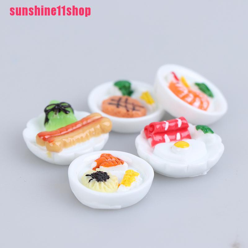 5pcs Miniatur Piring Telur Roti Skala 1: 12 Untuk Rumah Boneka