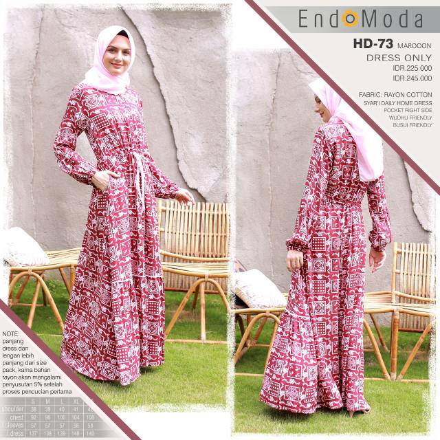 Home Dress Original HD 73 by Endomoda|Home Dress Motif Cantik|Home Dress Tali|Dress Rayon Cotton