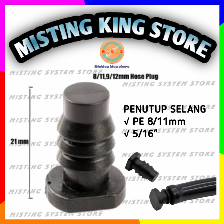 KONEKTOR END PLUG 11 MM DOP 8/11MM 5/16&quot; PENUTUP UJUNG SELANG PE UNIRING 10 X 16 MM