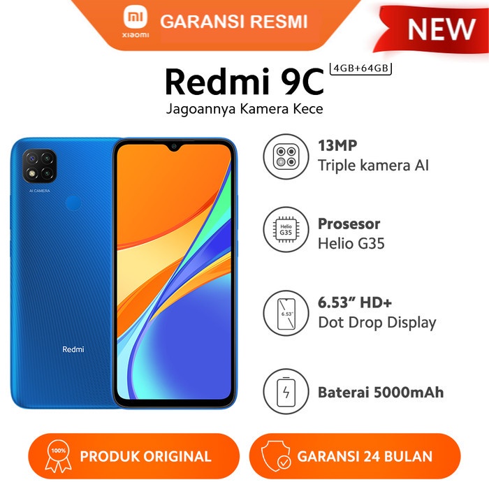 HANDPHONE XIAOMI REDMI 9 C 4/64 GB / HP XIAO MI REDMI 9C 4/64GB GARANSI RESMI